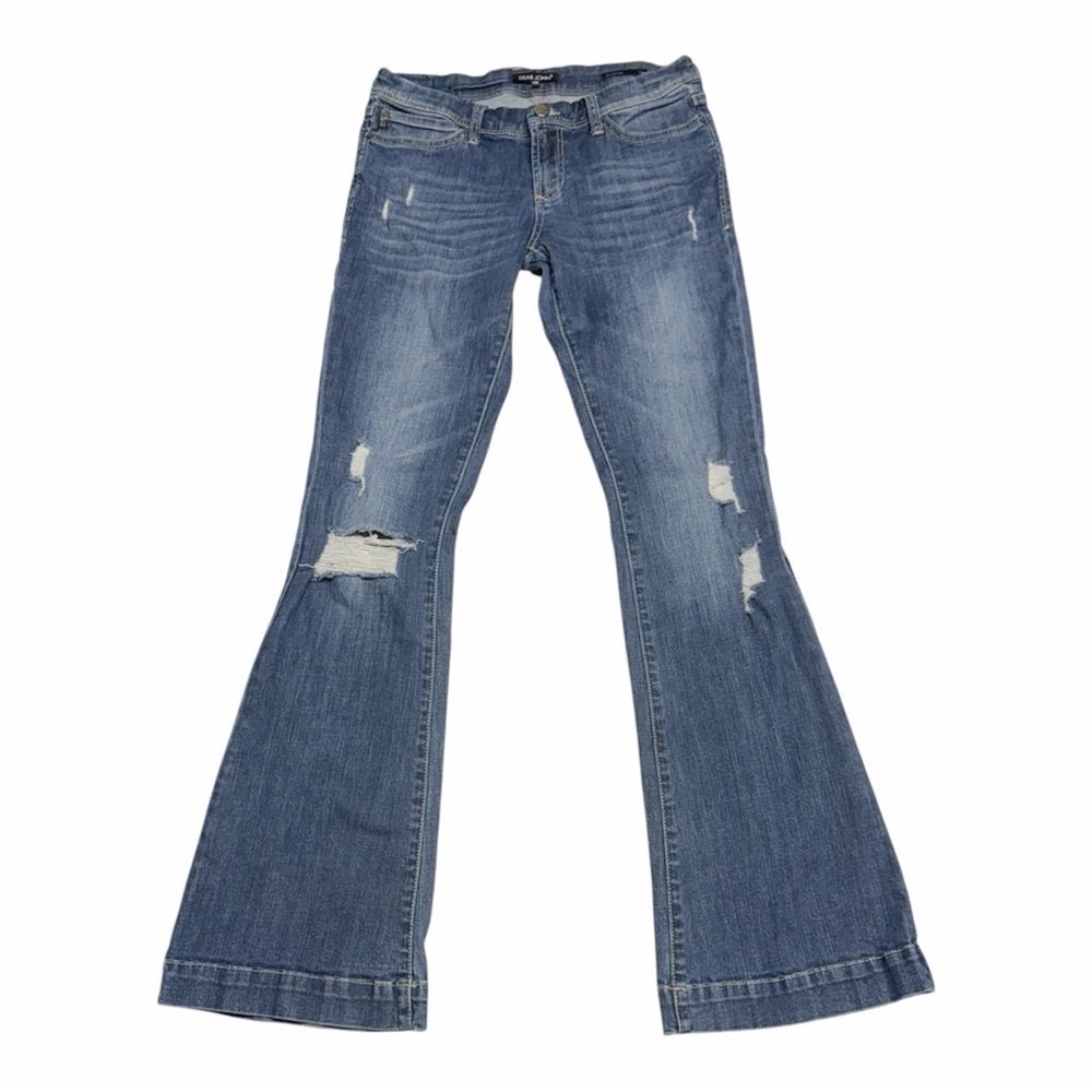 Dear John Women's Distressed Medium Blue Flare Jeans